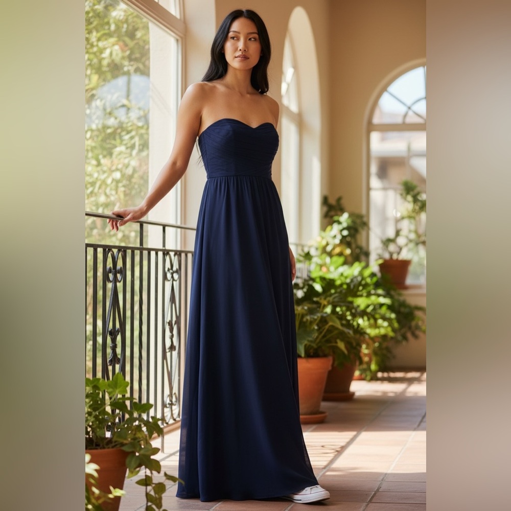 Parker Strapless Blue Purple Silk Floor Length Gown XS | NWT